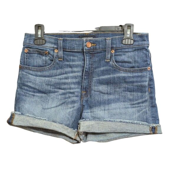 J Crew Hipslung Cut Off Shorts Womens 26 Blue Denim Raw Hem Cuffed Casual - Picture 2 of 6